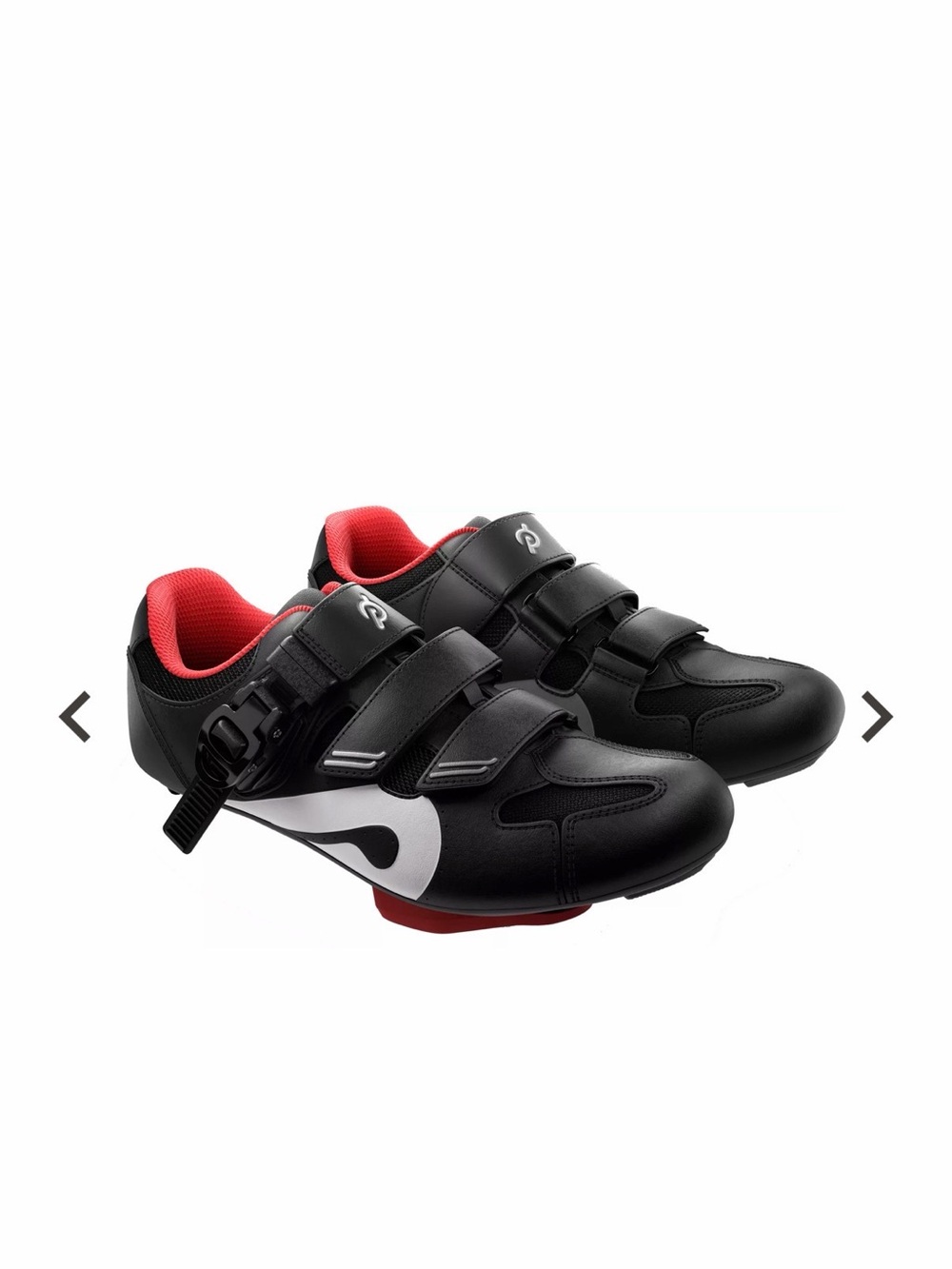 Peloton Black Cycling Shoes with Red Lining and White Accent
